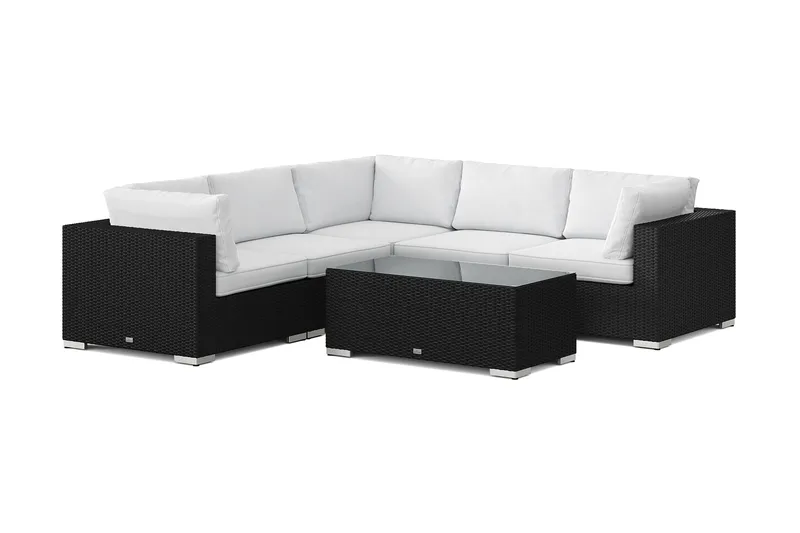 Bahamas utomhus hörnsoffa 5-sits vändbar med bord - Svart - Trädgård & spabad - Utemiljö - Altan & terrass - Altanmöbler