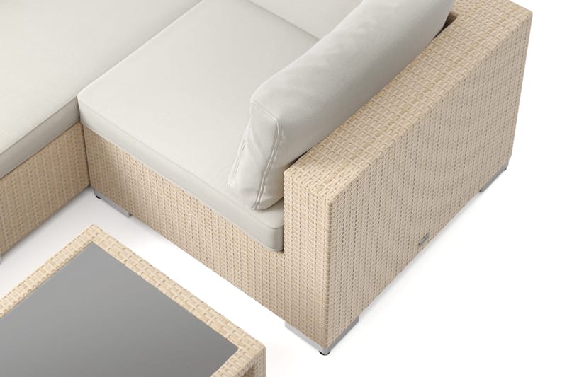 Bahamas utomhus hörnsoffa 5-sits vändbar och bord med hylla - Beige - Trädgård & spabad - Utemiljö - Altan & terrass - Altanmöbler