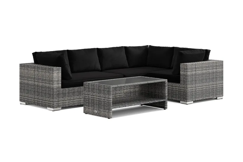 Bahamas utomhus hörnsoffa 5-sits vändbar och bord med hylla - Grå - Trädgård & spabad - Utemiljö - Altan & terrass - Altanmöbler