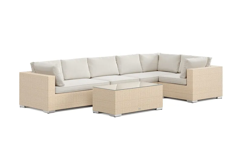 Bahamas utomhus hörnsoffa 6-sits vändbar med bord, Sand