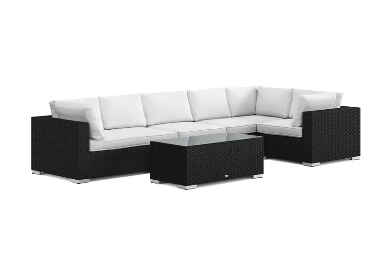 Bahamas utomhus hörnsoffa 6-sits vändbar med bord - Svart - Trädgård & spabad - Utemiljö - Altan & terrass - Altanmöbler