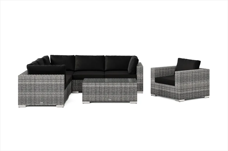 Bahamas utomhus hörnsoffa 6-sits vändbar med fåtölj och bord - Grå - Trädgård & spabad - Utemiljö - Altan & terrass - Altanmöbler