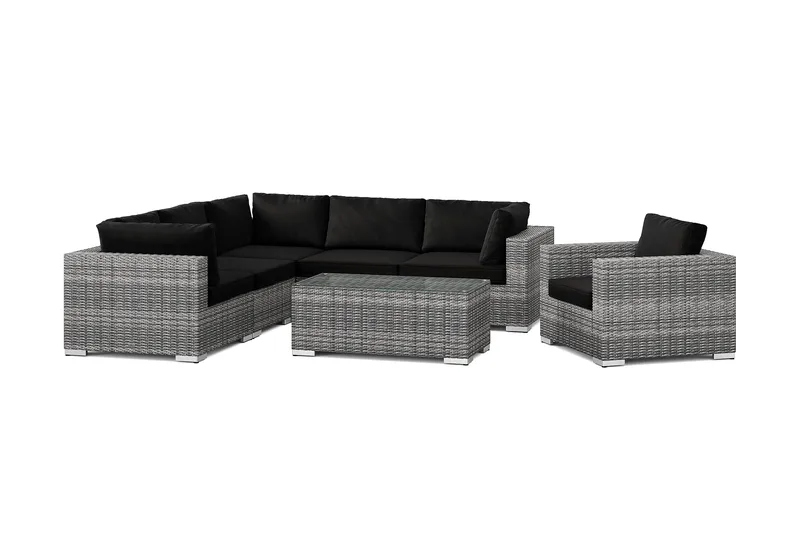 Bahamas utomhus hörnsoffa 6-sits vändbar med fåtölj och bord - Grå - Trädgård & spabad - Utemiljö - Altan & terrass - Altanmöbler