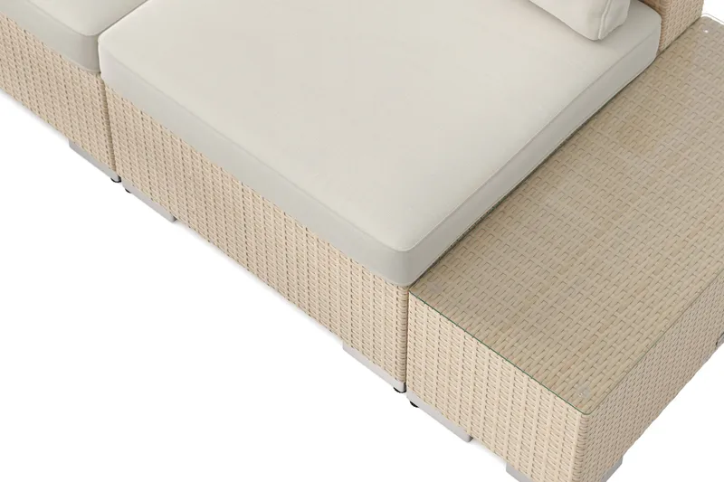 Bahamas utomhus hörnsoffa 7-sits vändbar med öppet avslut och bord - Beige - Trädgård & spabad - Utemiljö - Altan & terrass - Altanmöbler