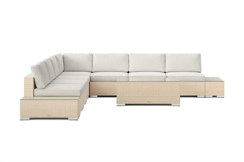 Bahamas utomhus hörnsoffa 7-sits vändbar med öppet avslut och bord - Beige - Trädgård & spabad - Utemiljö - Altan & terrass - Altanmöbler