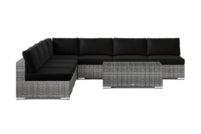 Bahamas utomhus hörnsoffa 7-sits vändbar med öppet avslut och bord - Grå - Trädgård & spabad - Utemiljö - Altan & terrass - Altanmöbler