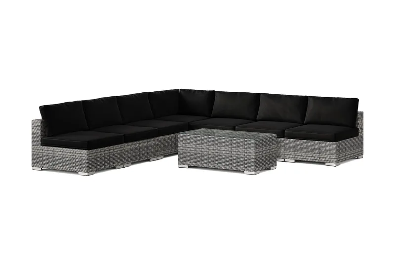 Bahamas utomhus hörnsoffa 7-sits vändbar med öppet avslut och bord - Grå - Trädgård & spabad - Utemiljö - Altan & terrass - Altanmöbler