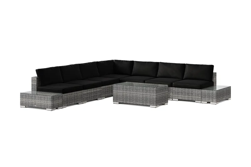 Bahamas utomhus hörnsoffa 7-sits vändbar med öppet avslut och bord - Grå - Trädgård & spabad - Utemiljö - Altan & terrass - Altanmöbler