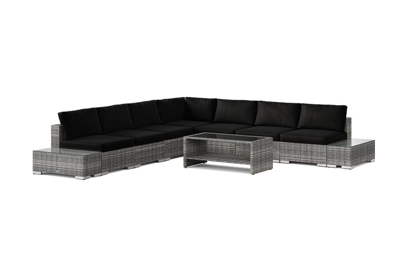 Bahamas utomhus hörnsoffa 7-sits vändbar med öppet avslut och bord med hylla - Grå - Trädgård & spabad - Utemiljö - Altan & terrass - Altanmöbler