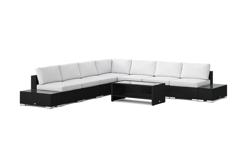 Bahamas utomhus hörnsoffa 7-sits vändbar med öppet avslut och bord med hylla - Svart - Trädgård & spabad - Utemiljö - Altan & terrass - Altanmöbler