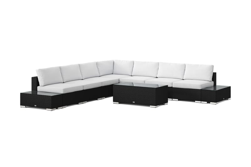 Bahamas utomhus hörnsoffa 7-sits vändbar med öppet avslut och bord - Svart - Trädgård & spabad - Utemiljö - Altan & terrass - Altanmöbler