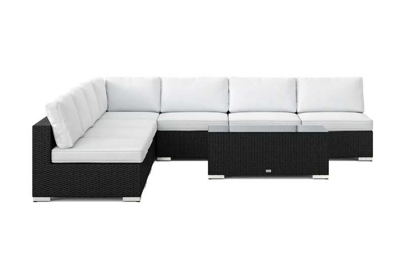 Bahamas utomhus hörnsoffa 7-sits vändbar med öppet avslut och bord - Svart - Trädgård & spabad - Utemiljö - Altan & terrass - Altanmöbler