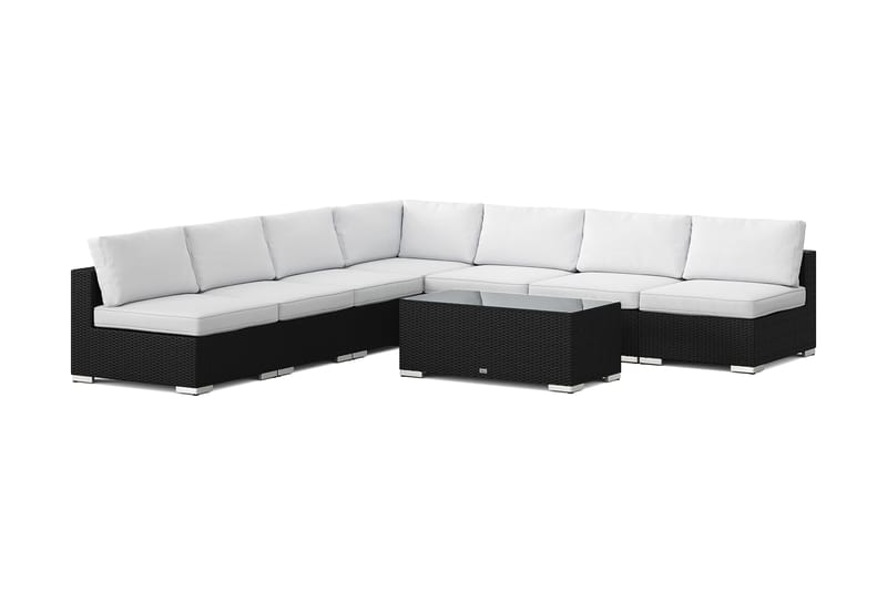 Bahamas utomhus hörnsoffa 7-sits vändbar med öppet avslut och bord - Svart - Trädgård & spabad - Utemiljö - Altan & terrass - Altanmöbler