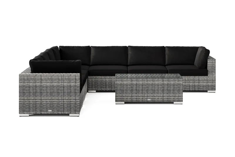 Bahamas utomhus hörnsoffa 7-sits vändbar med bord - Grå - Trädgård & spabad - Utemiljö - Altan & terrass - Altanmöbler