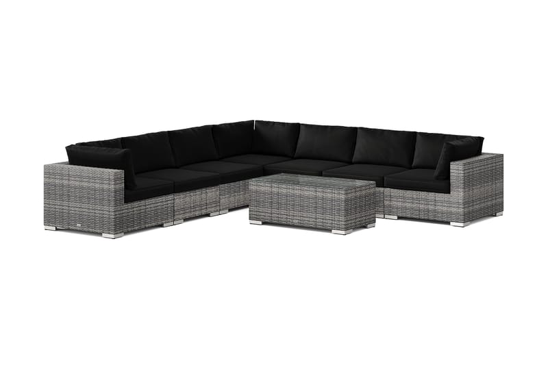 Bahamas utomhus hörnsoffa 7-sits vändbar med bord - Grå - Trädgård & spabad - Utemiljö - Altan & terrass - Altanmöbler