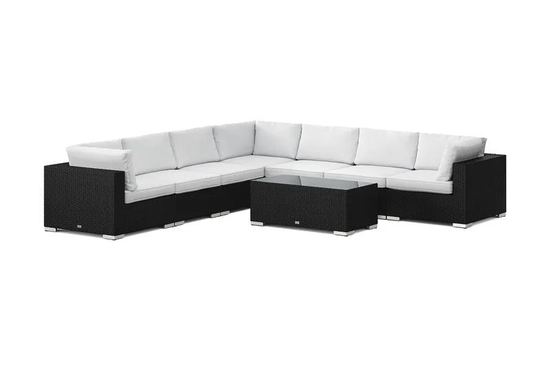 Bahamas utomhus hörnsoffa 7-sits vändbar med bord - Svart - Trädgård & spabad - Utemiljö - Altan & terrass - Altanmöbler
