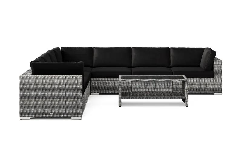 Bahamas utomhus hörnsoffa 7-sits vändbar och bord med hylla - Grå - Trädgård & spabad - Utemiljö - Altan & terrass - Altanmöbler