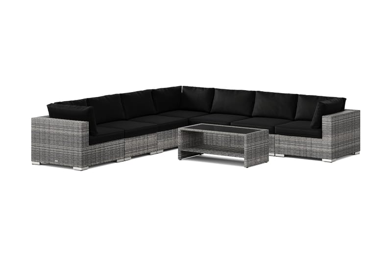Bahamas utomhus hörnsoffa 7-sits vändbar och bord med hylla - Grå - Trädgård & spabad - Utemiljö - Altan & terrass - Altanmöbler