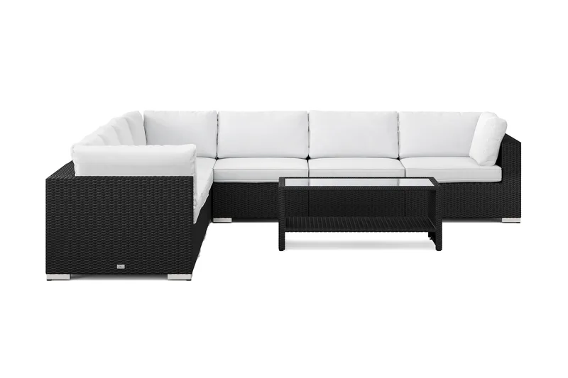 Bahamas utomhus hörnsoffa 7-sits vändbar och bord med hylla - Svart - Trädgård & spabad - Utemiljö - Altan & terrass - Altanmöbler