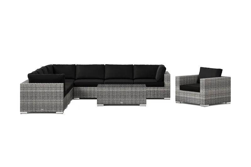 Bahamas utomhus hörnsoffa 8-sits vändbar med fåtölj och bord - Grå - Trädgård & spabad - Utemiljö - Altan & terrass - Altanmöbler