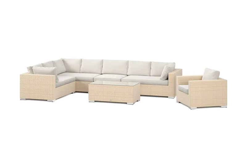 Bahamas utomhus L-soffa vänster 8-sits med fåtölj och bord - Beige - Trädgård & spabad - Utemiljö - Altan & terrass - Altanmöbler