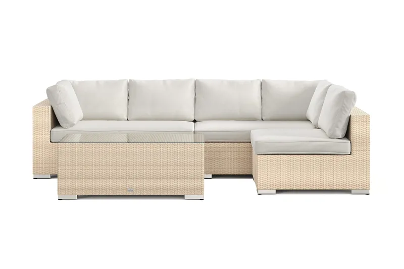 Bahamas utomhus loungegrupp 5-sits med vändbar schäslong och bord - Beige - Trädgård & spabad - Utemiljö - Altan & terrass - Altanmöbler