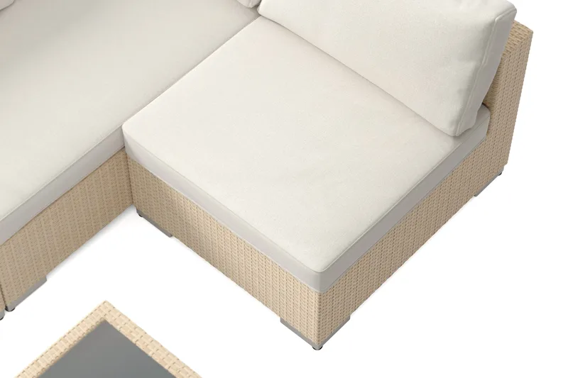 Bahamas utomhus loungegrupp 5-sits med vändbar schäslong och bord med hylla - Beige - Trädgård & spabad - Utemiljö - Altan & terrass - Altanmöbler