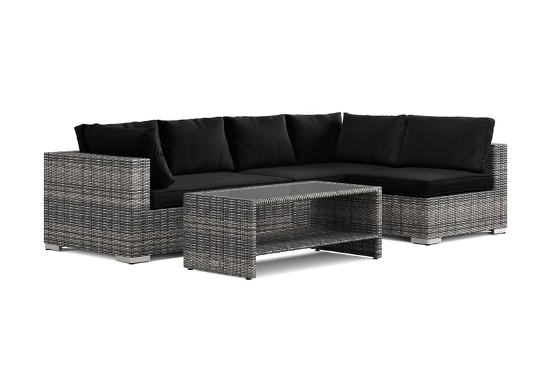 Bahamas utomhus loungegrupp 5-sits med vändbar schäslong och bord med hylla - Grå - Trädgård & spabad - Utemiljö - Altan & terrass - Altanmöbler