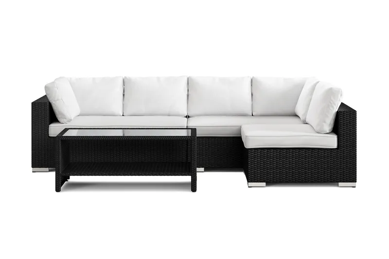 Bahamas utomhus loungegrupp 5-sits med vändbar schäslong och bord med hylla - Svart - Trädgård & spabad - Utemiljö - Altan & terrass - Altanmöbler