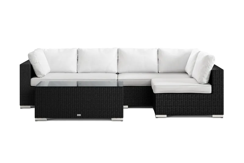 Bahamas utomhus loungegrupp 5-sits med vändbar schäslong och bord - Svart - Trädgård & spabad - Utemiljö - Altan & terrass - Altanmöbler