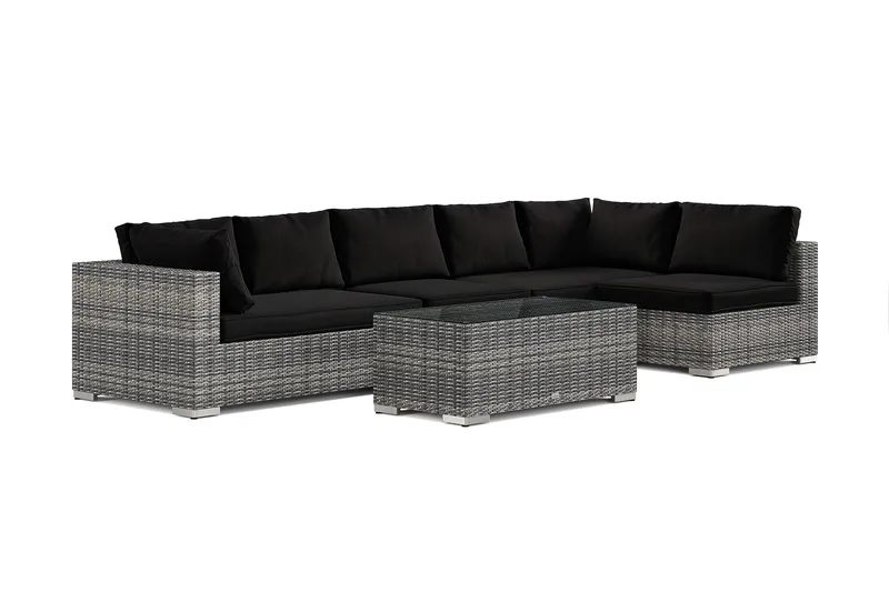 Bahamas utomhus loungegrupp 6-sits med vändbar schäslong och bord, Grå