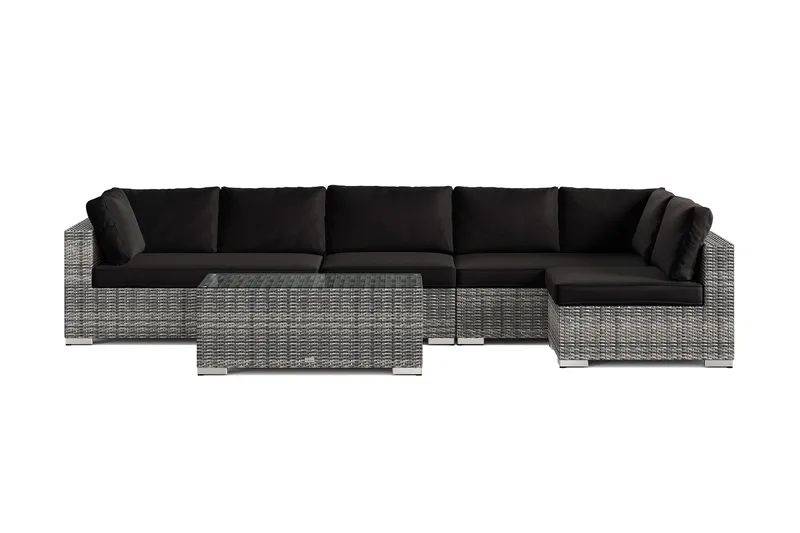 Bahamas utomhus loungegrupp 6-sits med vändbar schäslong och bord - Grå - Trädgård & spabad - Utemiljö - Altan & terrass - Altanmöbler