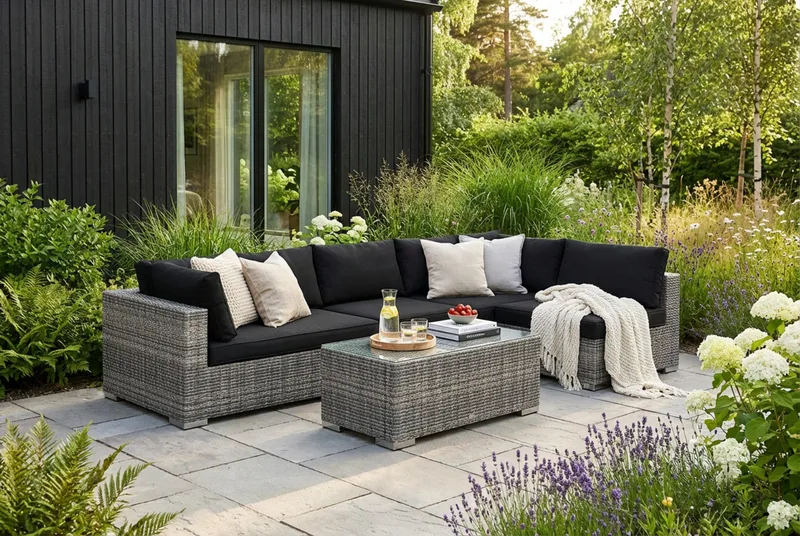 Bahamas utomhus loungegrupp 6-sits med vändbar schäslong och bord - Grå - Trädgård & spabad - Utemiljö - Altan & terrass - Altanmöbler