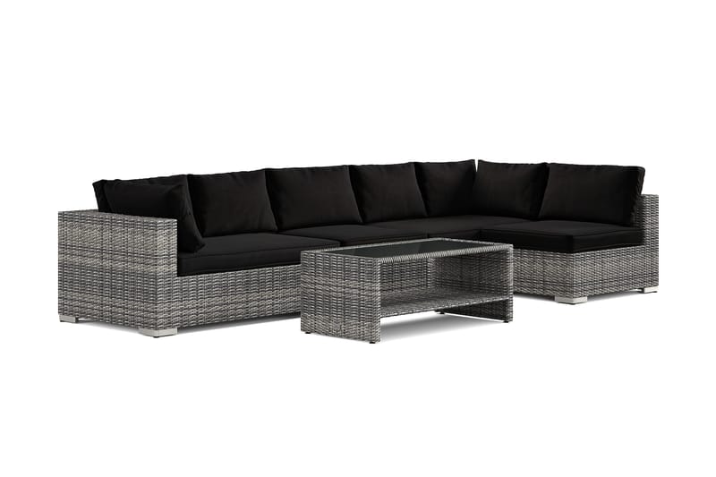 Bahamas utomhus loungegrupp 6-sits med vändbar schäslong och bord med hylla - Grå - Trädgård & spabad - Utemiljö - Altan & terrass - Altanmöbler