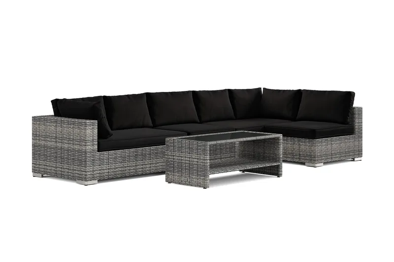 Bahamas utomhus loungegrupp 6-sits med vändbar schäslong och bord med hylla - Grå - Trädgård & spabad - Utemiljö - Altan & terrass - Altanmöbler