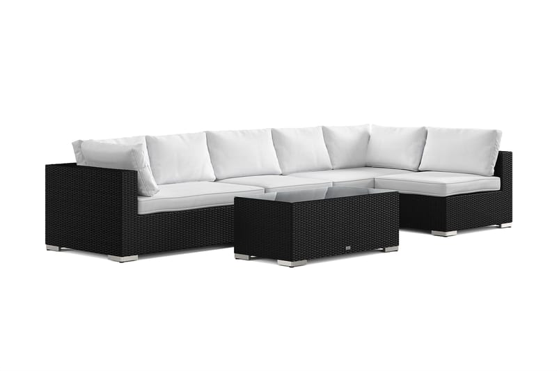 Bahamas utomhus loungegrupp 6-sits med vändbar schäslong och bord - Svart - Trädgård & spabad - Utemiljö - Altan & terrass - Altanmöbler