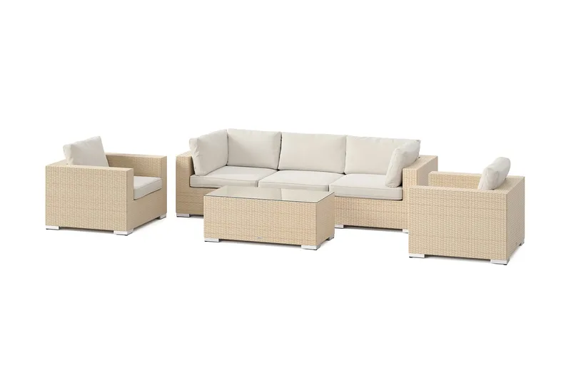 Bahamas utomhus soffgrupp 5-sits med två fåtöljer och bord - Sand - Trädgård & spabad - Utemiljö - Altan & terrass - Altanmöbler