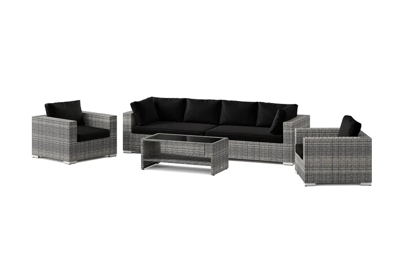 Bahamas utomhus soffgrupp 6-sits med två fåtöljer och bord med hylla - Grå - Trädgård & spabad - Utemiljö - Altan & terrass - Altanmöbler