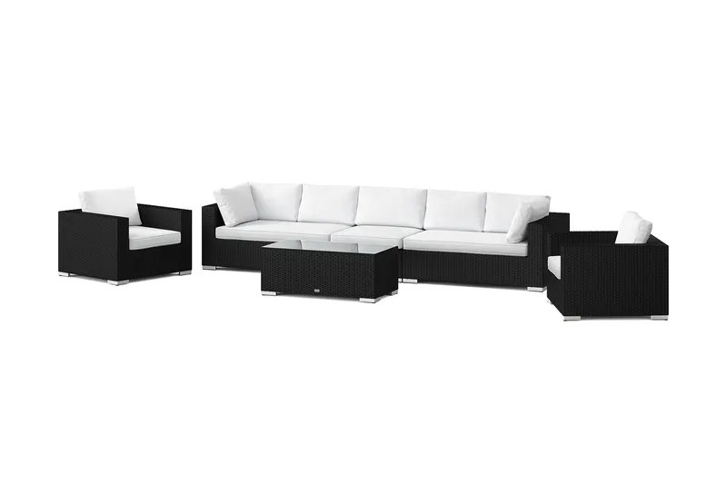 Bahamas utomhus soffgrupp 7-sits med två fåtöljer och bord - Svart - Trädgård & spabad - Utemiljö - Altan & terrass - Altanmöbler