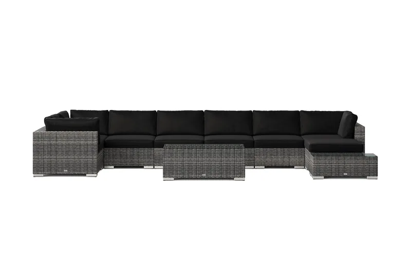 Bahamas utomhus U-soffa 8-sits vändbar divan med öppet avslut och bord - Grå - Trädgård & spabad - Utemiljö - Altan & terrass - Altanmöbler