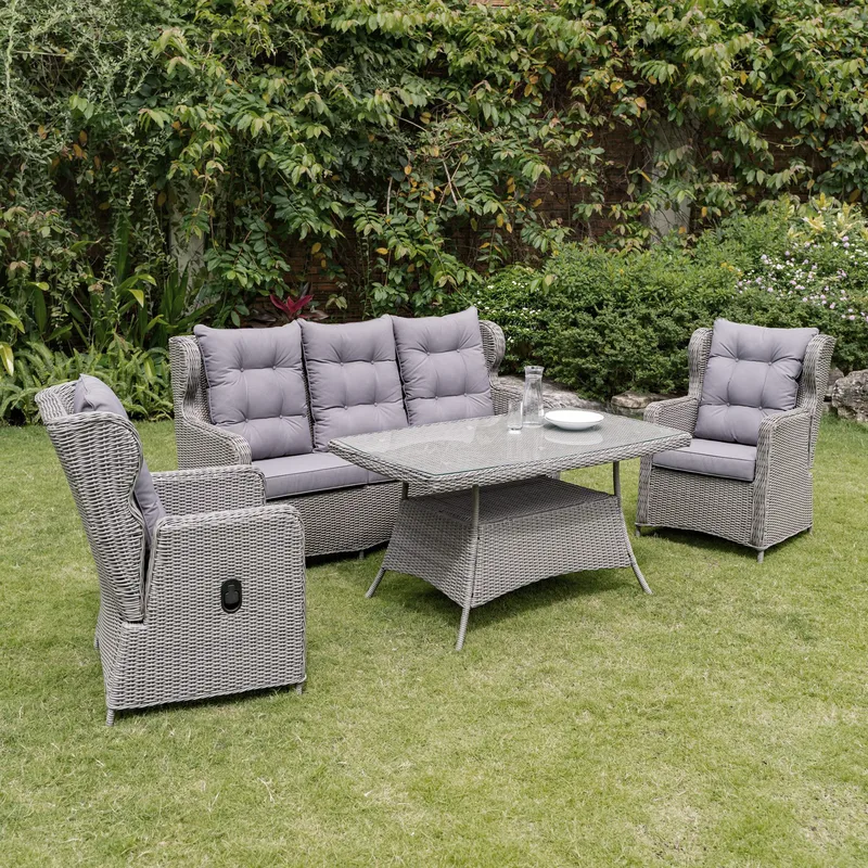 California utemöbelgrupp med recliner soffa, fåtöljer och bord - Grå konstrotting - Grå - Trädgård & spabad - Utemiljö - Altan & terrass - Altanmöbler