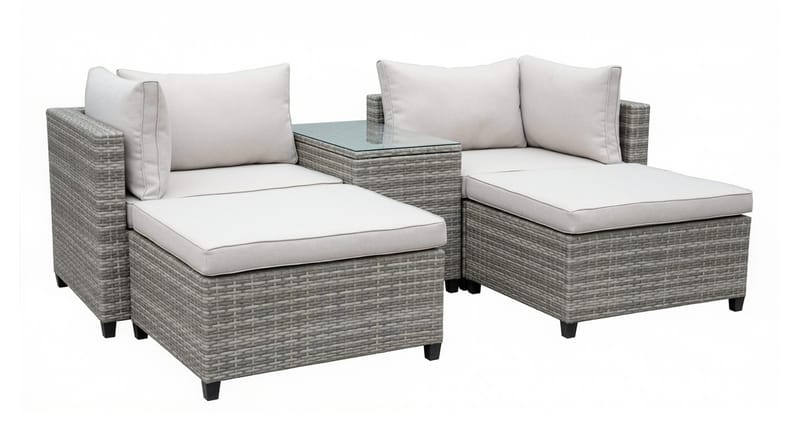 Dramilo Loungegrupp i konstrotting med bord och dynor - Beige - Trädgård & spabad - Utemiljö - Altan & terrass - Altanmöbler