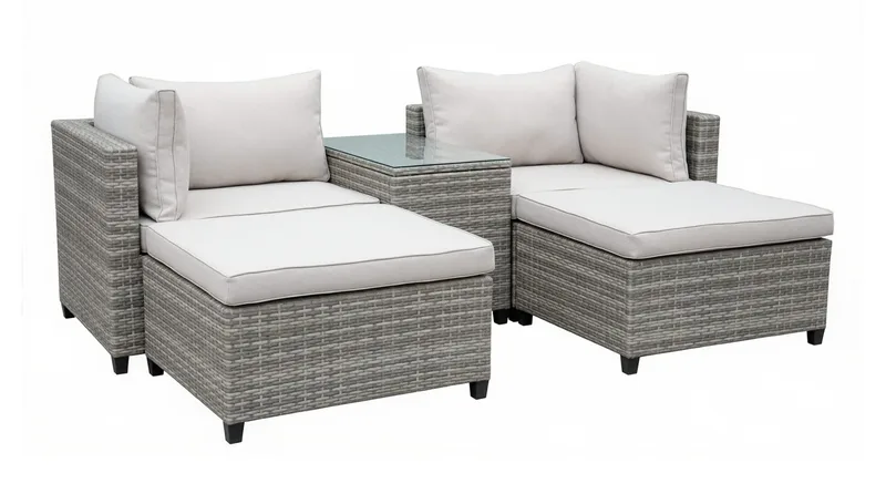 Dramilo Loungegrupp i konstrotting med bord och dynor - Beige - Trädgård & spabad - Utemiljö - Altan & terrass - Altanmöbler