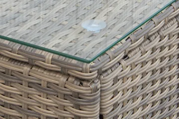 Dramilo Loungegrupp i konstrotting med bord och dynor - Beige - Utemöbler - Loungemöbler - Soffgrupp utomhus