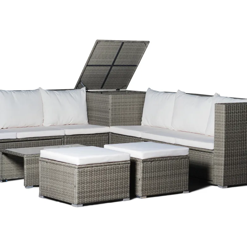 Exklusiv loungegrupp | Inbyggd förvaring | Brun konstrotting | Djursvik - Brun - Trädgård & spabad - Utemiljö - Altan & terrass - Altanmöbler