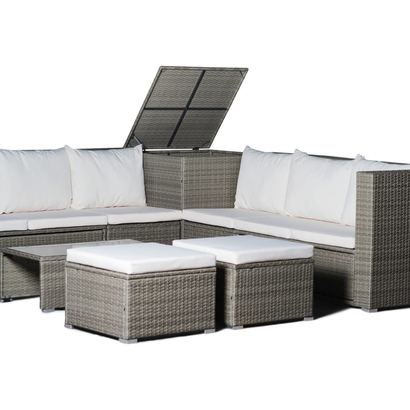 Exklusiv loungegrupp | Inbyggd förvaring | Brun konstrotting | Djursvik - Trädgård & spabad - Utemiljö - Altan & terrass - Altanmöbler