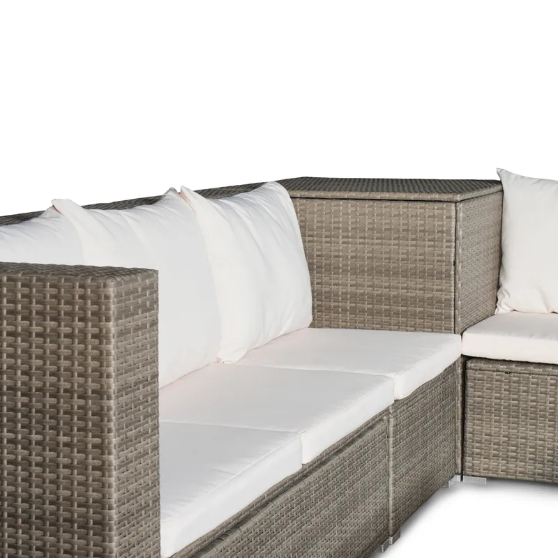 Exklusiv loungegrupp | Inbyggd förvaring | Brun konstrotting | Djursvik - Trädgård & spabad - Utemiljö - Altan & terrass - Altanmöbler