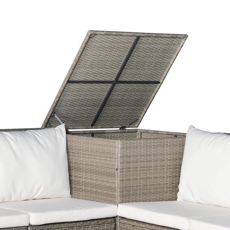 Exklusiv loungegrupp | Inbyggd förvaring | Brun konstrotting | Djursvik - Trädgård & spabad - Utemiljö - Altan & terrass - Altanmöbler