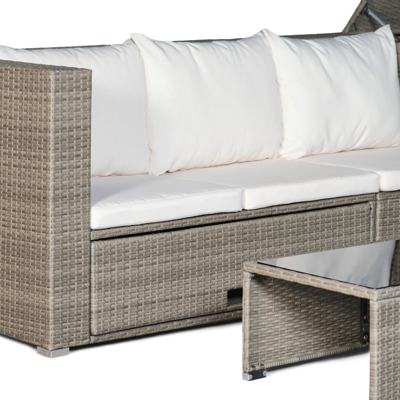 Exklusiv loungegrupp | Inbyggd förvaring | Brun konstrotting | Djursvik - Trädgård & spabad - Utemiljö - Altan & terrass - Altanmöbler