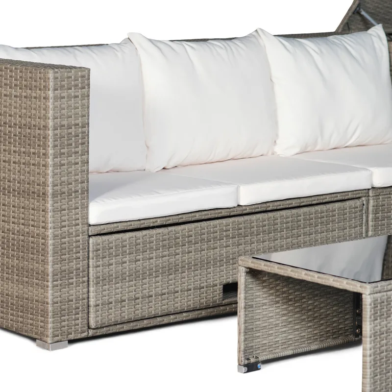 Exklusiv loungegrupp | Inbyggd förvaring | Brun konstrotting | Djursvik - Trädgård & spabad - Utemiljö - Altan & terrass - Altanmöbler